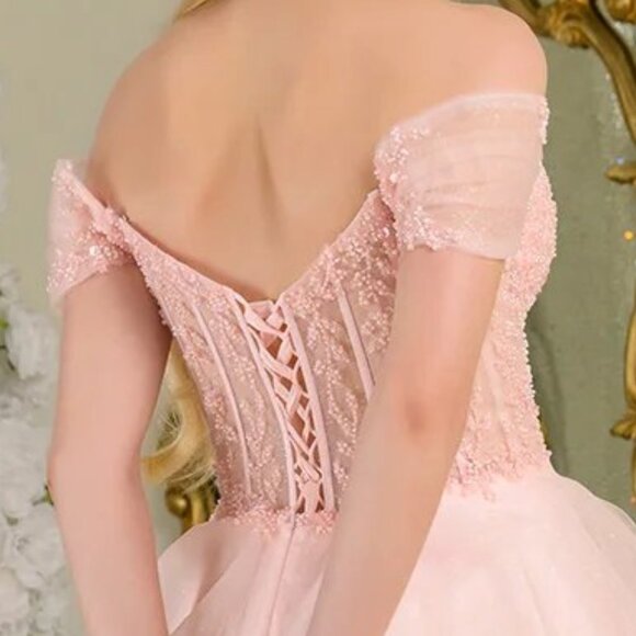 New Off Shoulder Short Fashion Forward Mesh Dress w/ Sheer Boned Bodice GS3684 - Picture 8 of 9